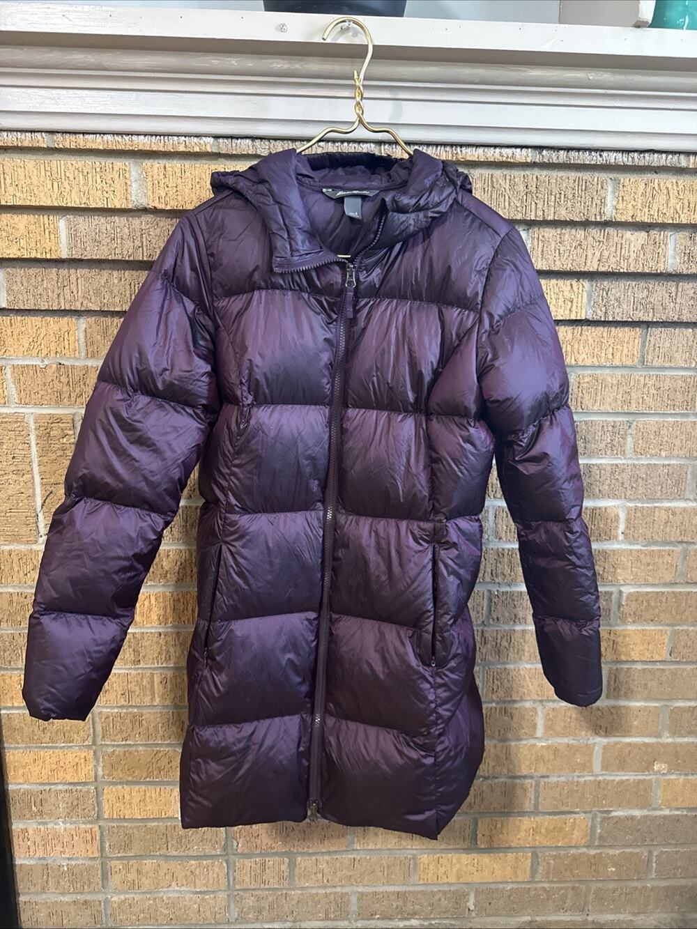 Eddie Bauer Luna Peak Down Puffer Parka Coat Hood Size Small Lightweight Warm